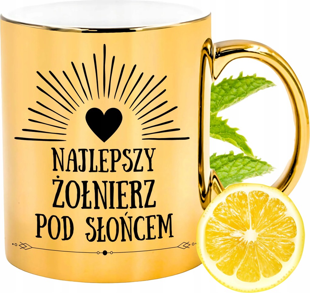 Prémium Arany Csillogó Bögre Katona Ajándék Nyomtatott Fotóval
