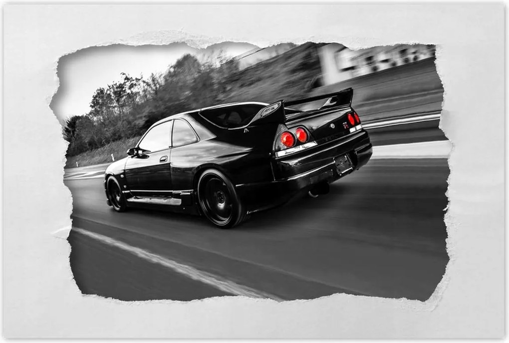 Poszter 90x60 fekete Nissan Gtr Sport