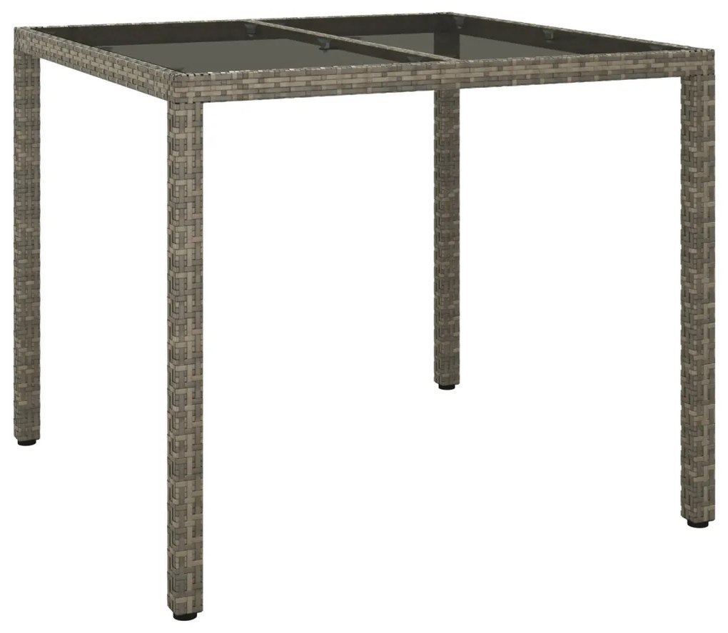 Kerti Étkezőasztal Szürke 90x90x75 cm Polirattan
