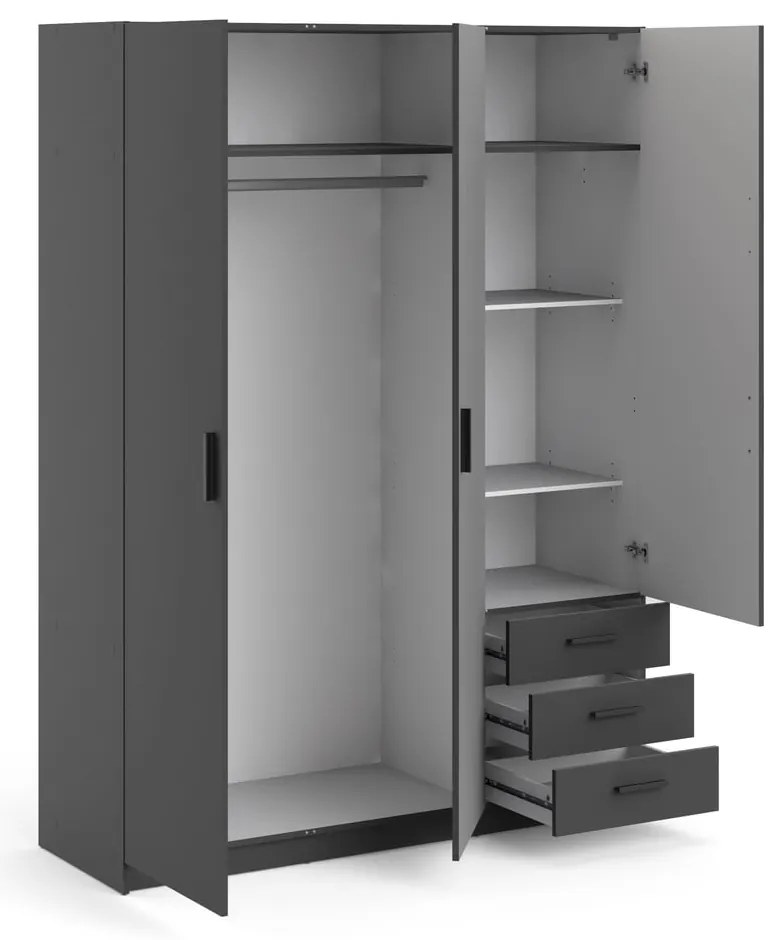Sötétszürke ruhásszekrény 147x200 cm Sprint – Tvilum