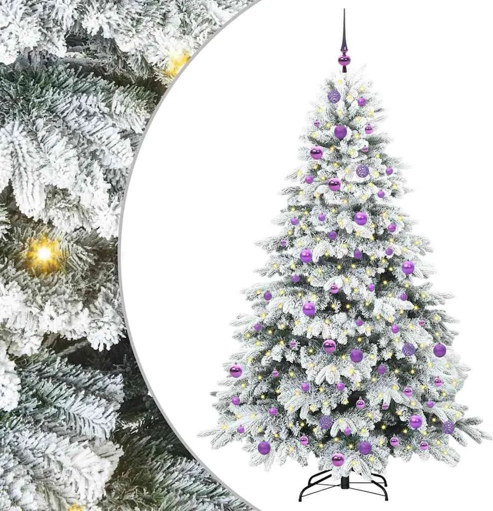 vidaXL Mű karácsonyfa 300 LED-del állvánnyal Fehér 180 cm PE és PVC