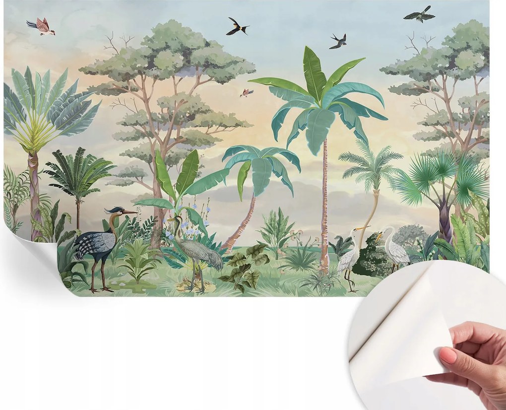 Divatos öntapadós fali tapéta Egzotikus növényvilág 416x254 cm