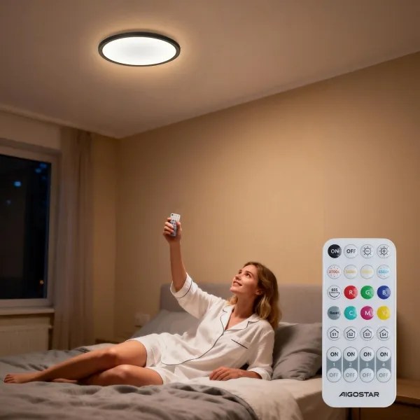 Aigostar - LED RGBW dimmelhető mennyezeti lámpa MESH LED/36W/230V 3000-6500K fekete+távirányító