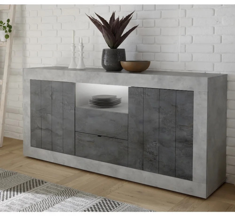 URBINO Beton-Oxidált Komód 2 ajtós 2 fiókos 184cm