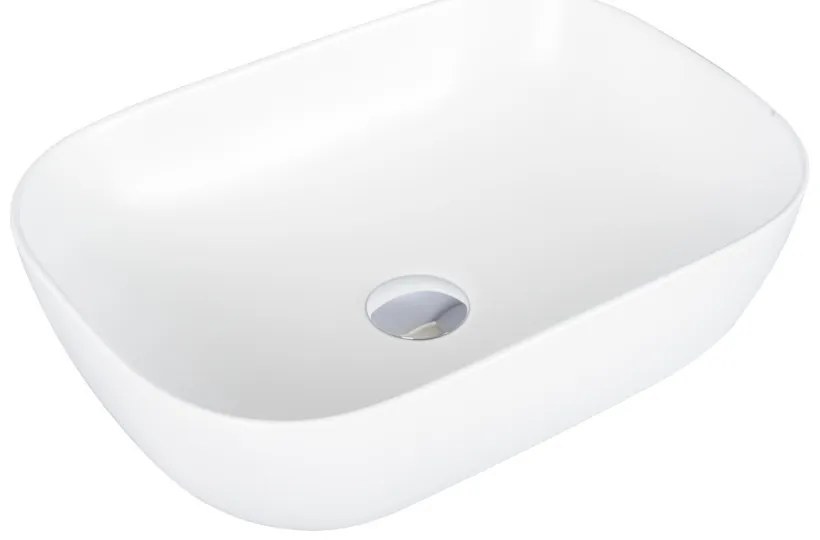 EROS SMILE 3 - PULTRA ültethető - Top Counter - porcelán mosdó - MATT FEHÉR - 46,5 x 32,5 x 13 cm