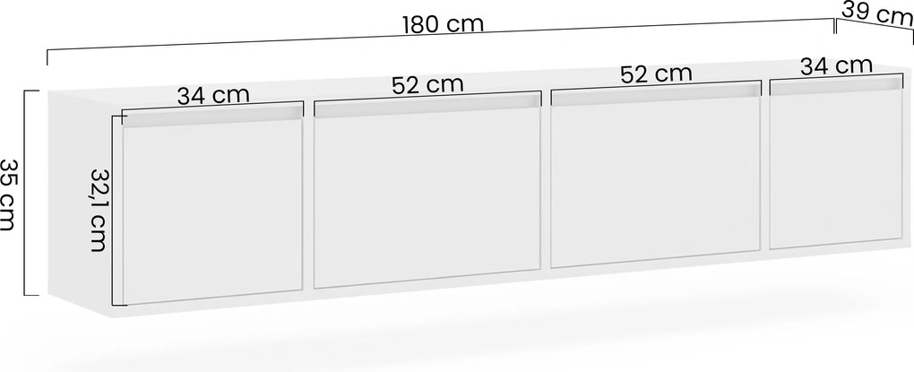 Zolia fali 4 ajtós TV szekrény 180 cm - kasmír