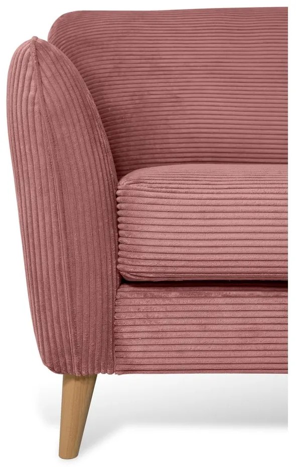 Rózsaszín kordbársony sarokkanapé (jobb oldali) Paris – Scandic