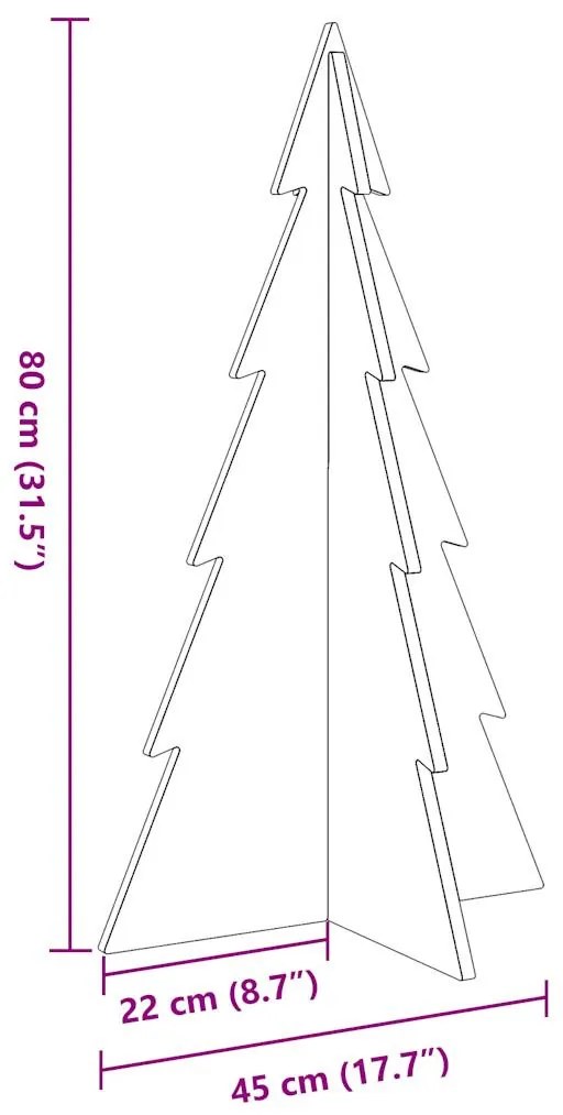 viaszbarna tömör fenyőfa karácsonyfa-dekoráció 80 cm