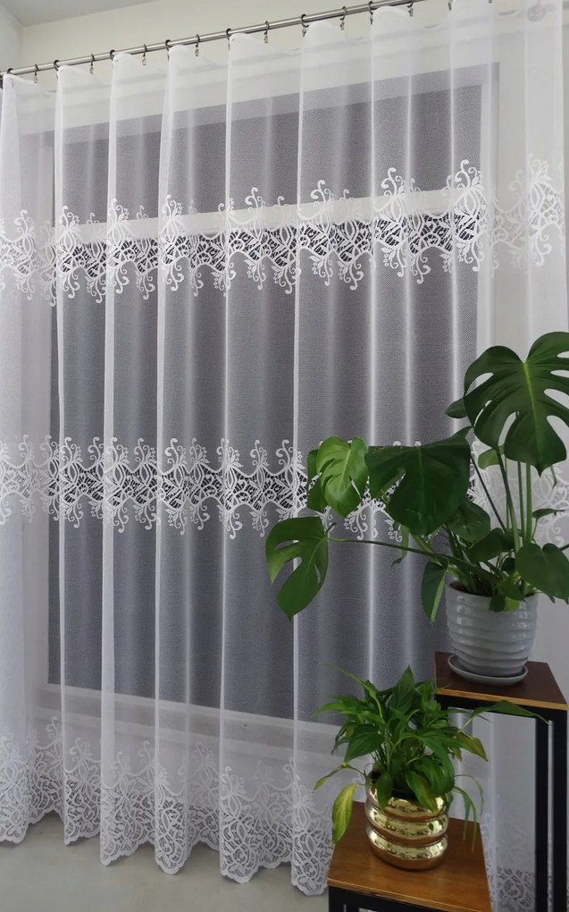 Mg Függöny jacquard 638/70 Fehér 180x250cm Kész Szalaggal K