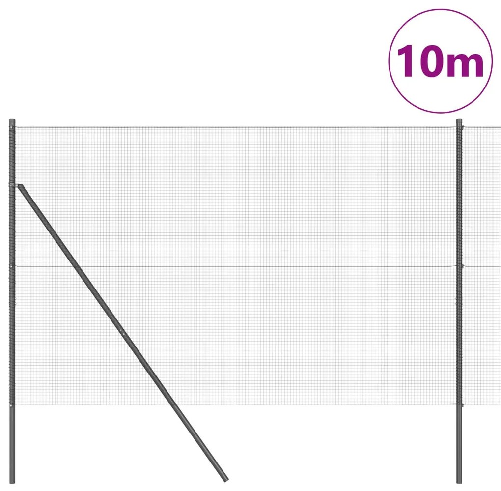 Hegesztett drótkerítés 7 oszloppal Szürke 1,5x10 m Acél