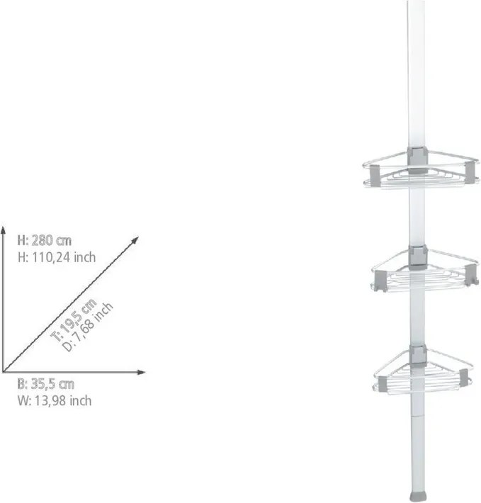 Matt ezüstszínű teleszkópos alumínium fürdőszobai polc Purio – Wenko