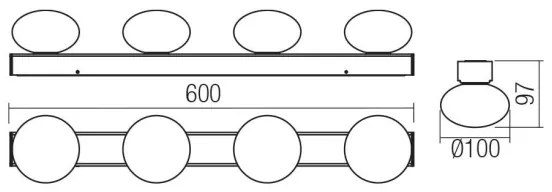 Redo 01-4310 - OVUM LED fürdőszobai mennyezeti lámpa 4xLED/5W/230V IP44 sárgaréz