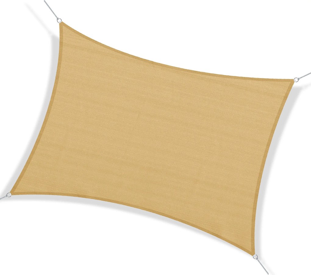 Outsunny Téglalap Alakú Árnyékoló Vitorla 3,9x6,1 m Terasz Árnyékolás UV-ellenes Rozsdamentes Acél Gyűrűkkel és Nylon Kötéllel | Aosom