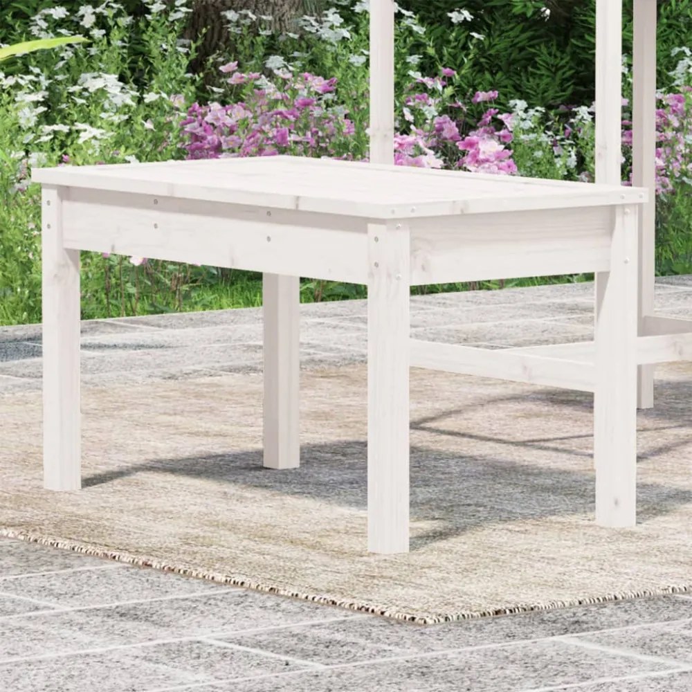fehér tömör fenyőfa kerti pad 80x44x45 cm