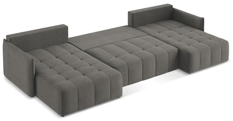 Sötétszürke kinyitható-tárolóhelyes (U alakú) sarokkanapé Moku – Makamii