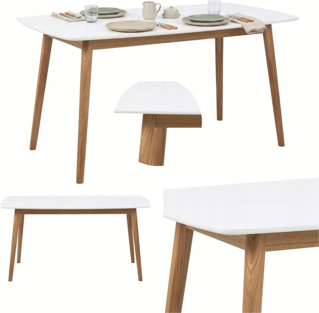 Étkezőasztal Tömör Tölgy alap 150x80cm Scandi konyha étkező