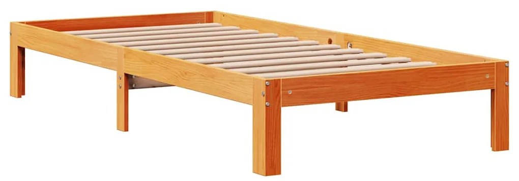viaszbarna tömör fenyőfa ágykeret fiókokkal 75 x 190 cm