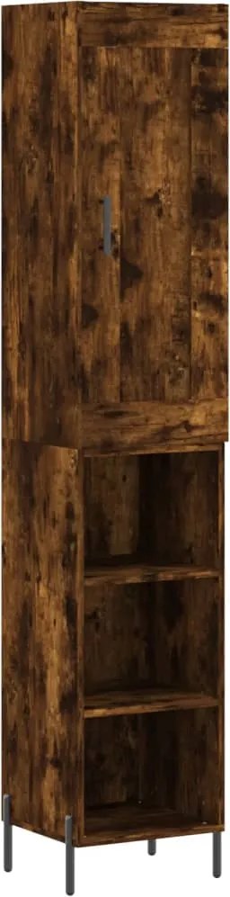 vidaXL füstös tölgy színű szerelt fa magasszekrény 34,5x34x180 cm
