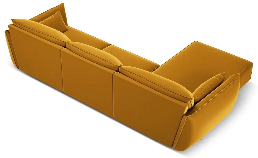 Mustársárga bársony sarokkanapé (bal oldali-heverő résszel) Vanda – Mazzini Sofas