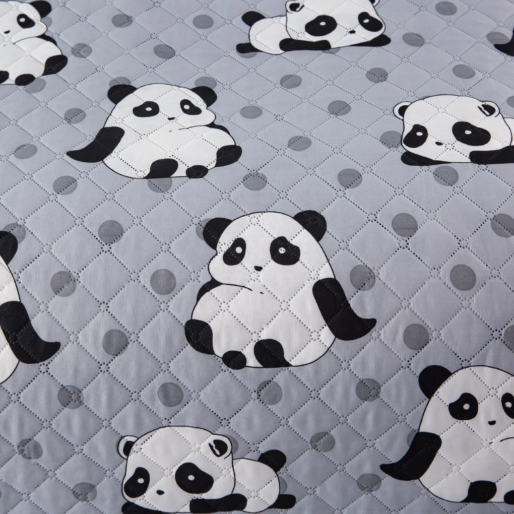 Ágytakaró mintával PANDA szürke Méret: 170 x 210 cm