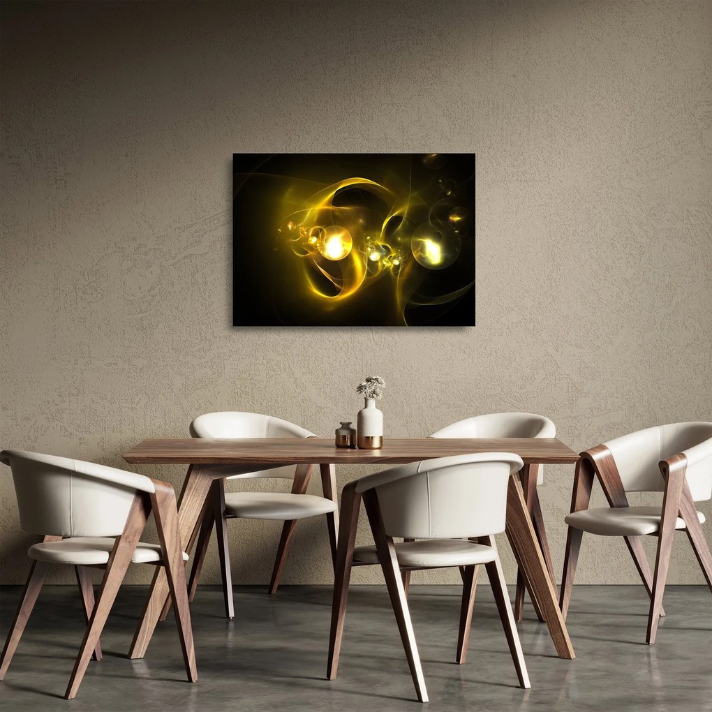 Absztrakt kép sárga gömbök (üvegen) (70x50 cm)