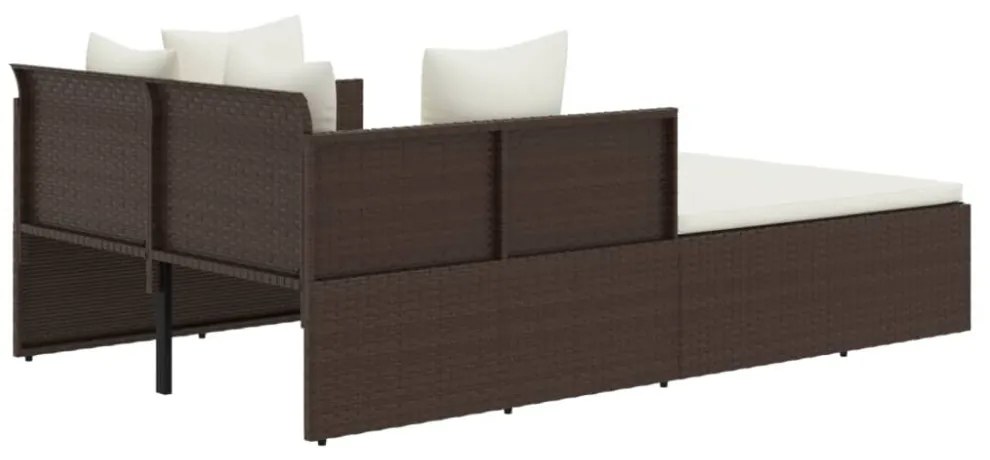 barna polyrattan napozóágy párnával 182 x 118 x 63 cm
