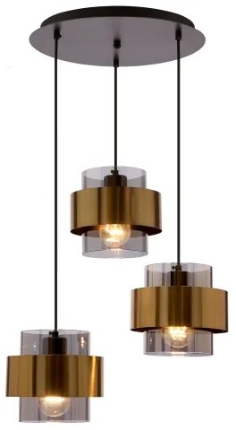 Csillár zsinóron SPIEGA 3xE27/60W/230V arany/fekete