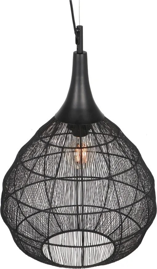 Matt fekete függőlámpa fém búrával Soraya – Trio