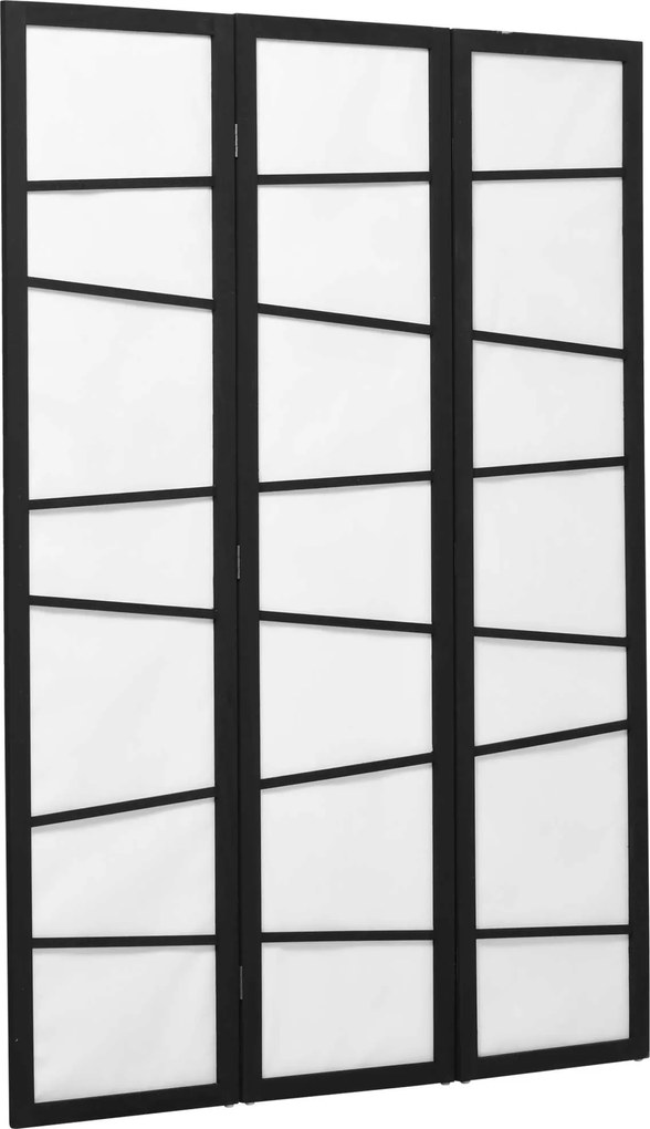 HOMCOM 3-Paneles Hajtogatható Szobaelválasztó 120x170 cm Fa Kerettel Irodába, Hálószobába, Nappaliba - Fekete és Fehér Dekoráció | Aosom