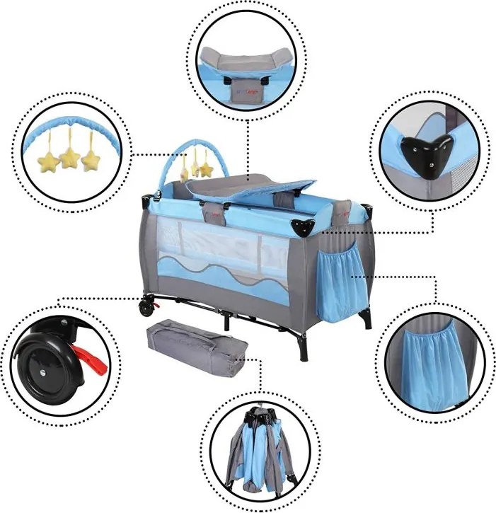 INFANTASTIC Gyerekágy hordozható KDRBT Kék