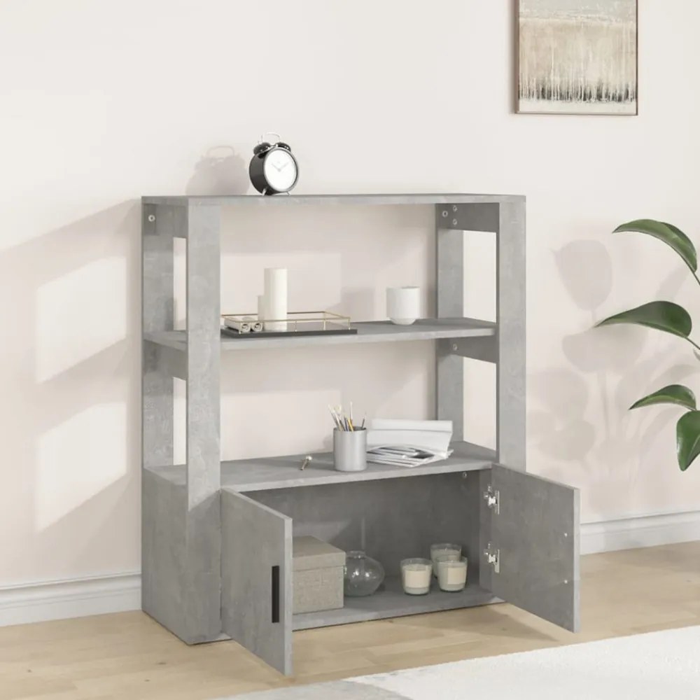 betonszürke szerelt fa tálalószekrény 80x30x90 cm