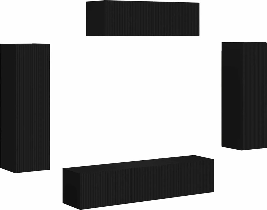 vidaXL TV szekrény 5 pcs Fekete