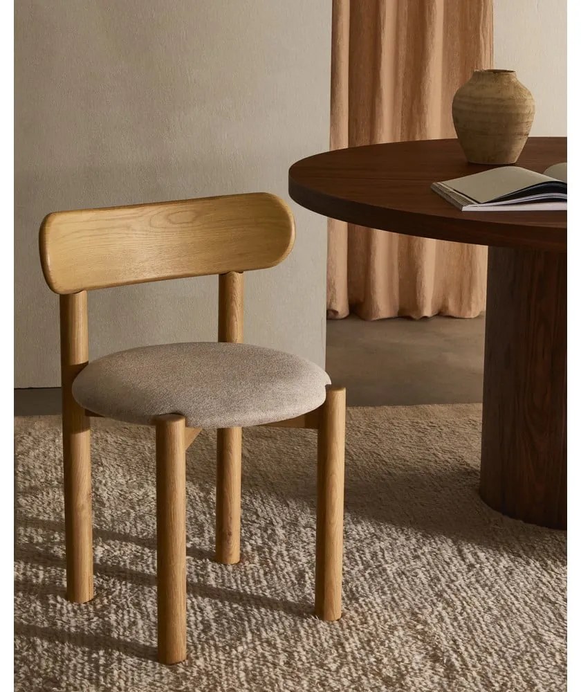 Krémszínű-natúr színű tölgyfa étkezőszék szett 2 db-os Nebai – Kave Home