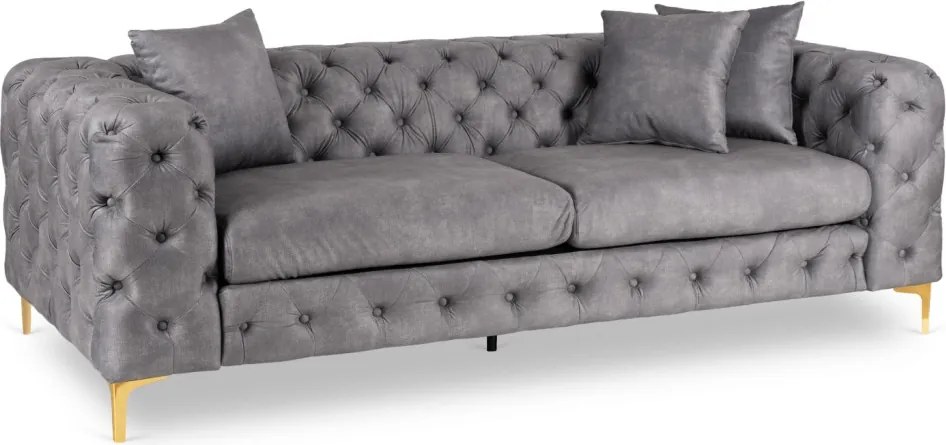 Sofa SORRENTO 3S Trzyosobowa Szara Welurowa