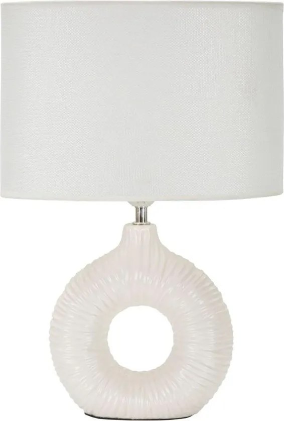 Fehér kerámia asztali lámpa textil búrával (magasság 43 cm) Seta – Mauro Ferretti