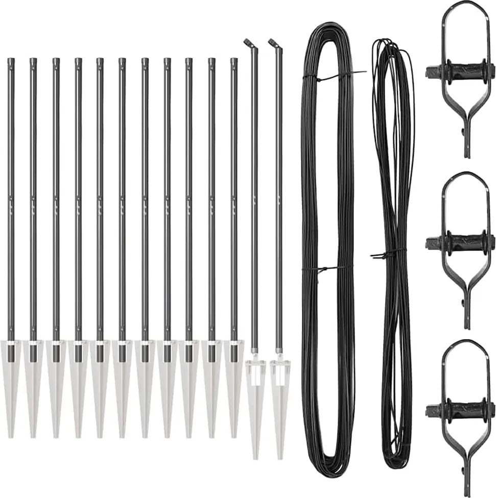 vidaXL Kerítésoszlop 13 pcs Szürke Acél