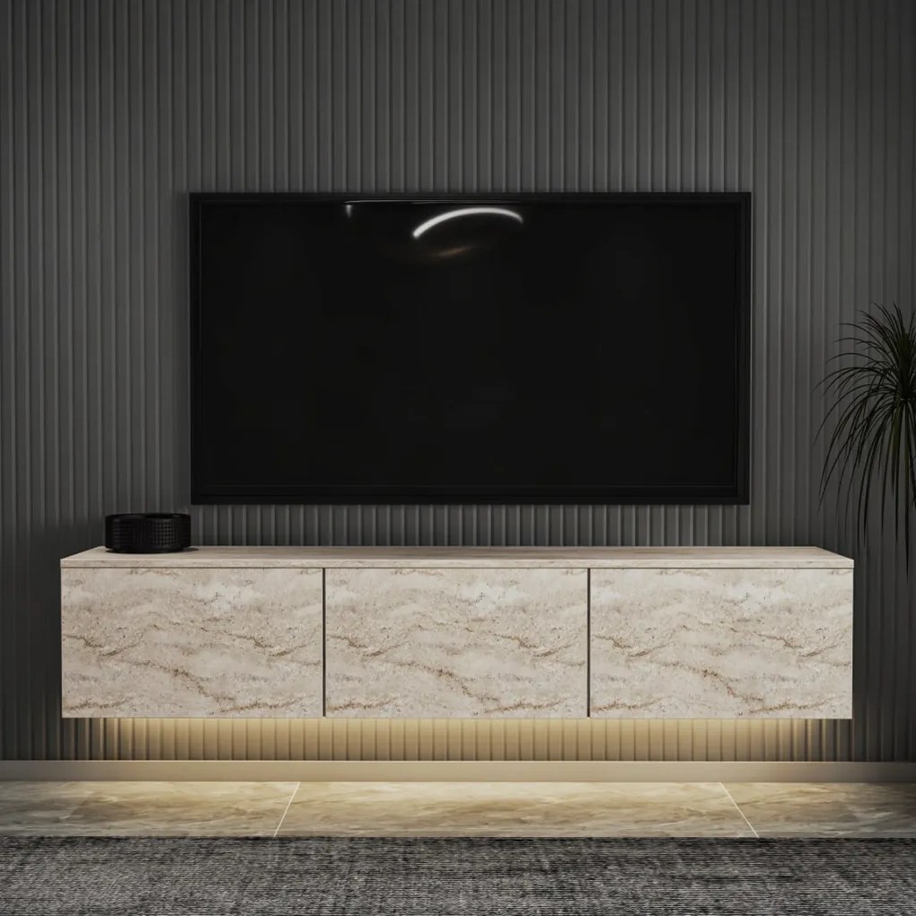 Neon Illuminated - travertin TV-állvány