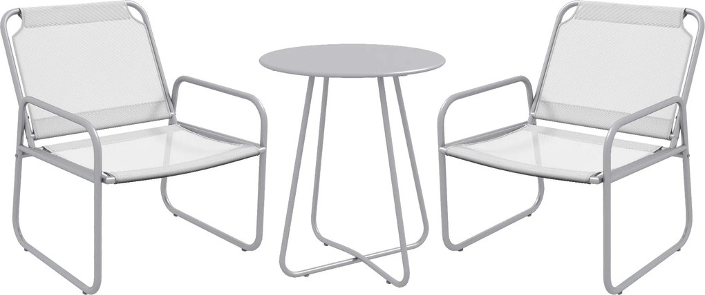 Outsunny 3 részes Bistro Szett, Erkélybútor Szett 1 Asztallal és 2 Székkel, Kerti Bútor Szett, Kerti Ülőgarnitúra Kerthez, Teraszhoz, Szürke | Aosom