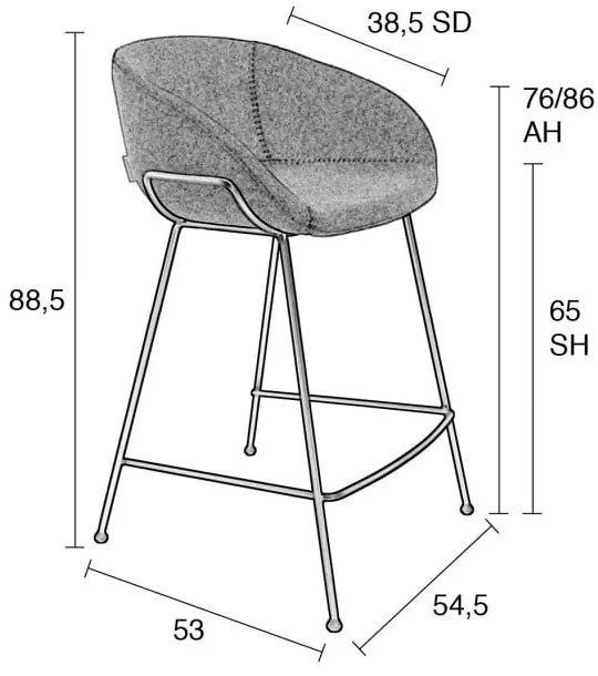 Feston 2 db szürke bárszék, ülésszélesség 65 cm - Zuiver