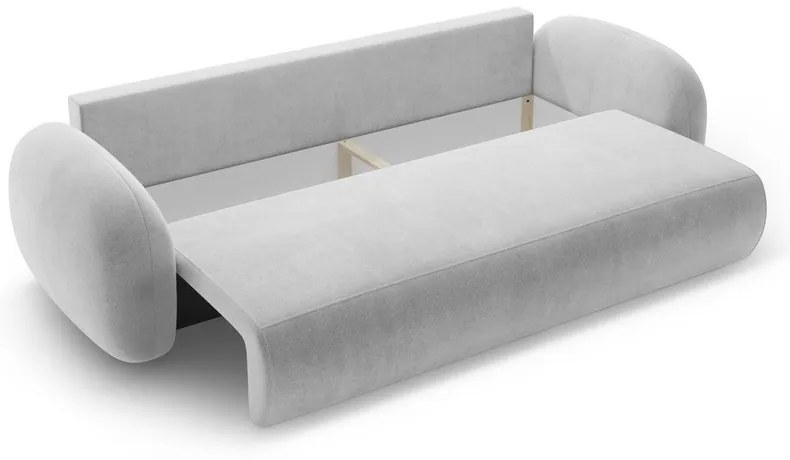 Világosszürke bársony kinyitható-tárolóhelyes kanapé 262 cm Tonale – Cosmopolitan Design