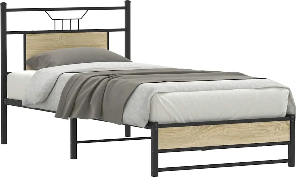 vidaXL sonoma tölgy színű szerelt fa ágykeret matrac nélkül 75x190 cm