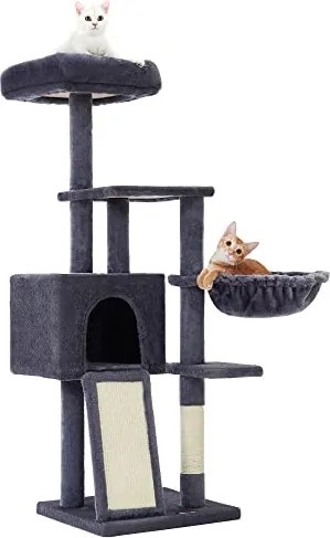 Macska kaparóoszlop, többszintes 135 cm macska kaparófa, sötétszürke