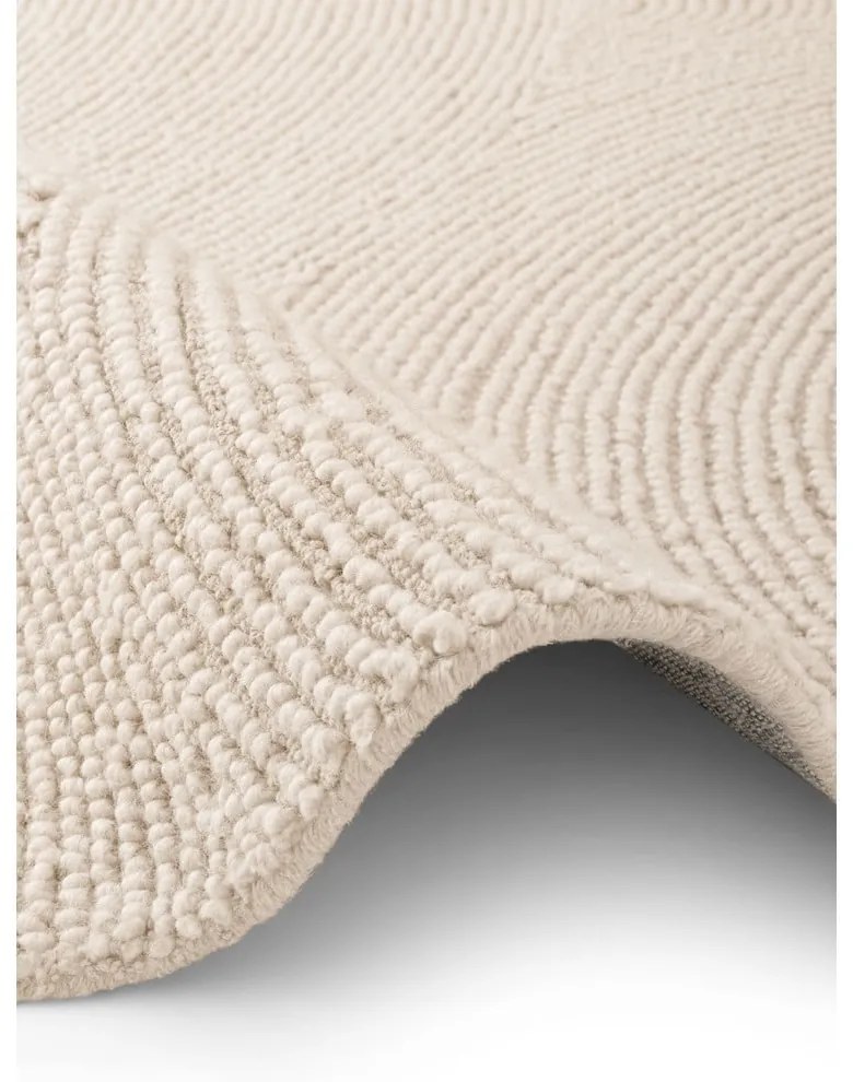 Világos natúr színű kézi szövésű gyapjú kerek szőnyeg ø 150 cm Eleni Natural White – Hanse Home