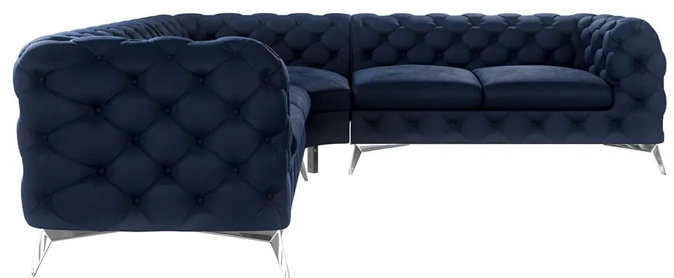 Sötétkék bársony sarokkanapé Chelsea – Ropez