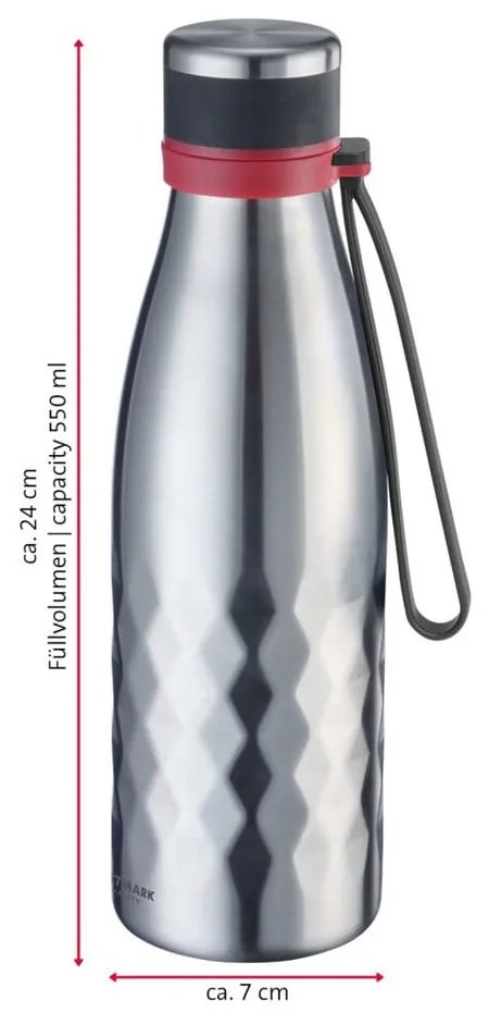 Világosszürke szilikon-rozsdamentes acél utazó ivópalack 550 ml Viva – Westmark