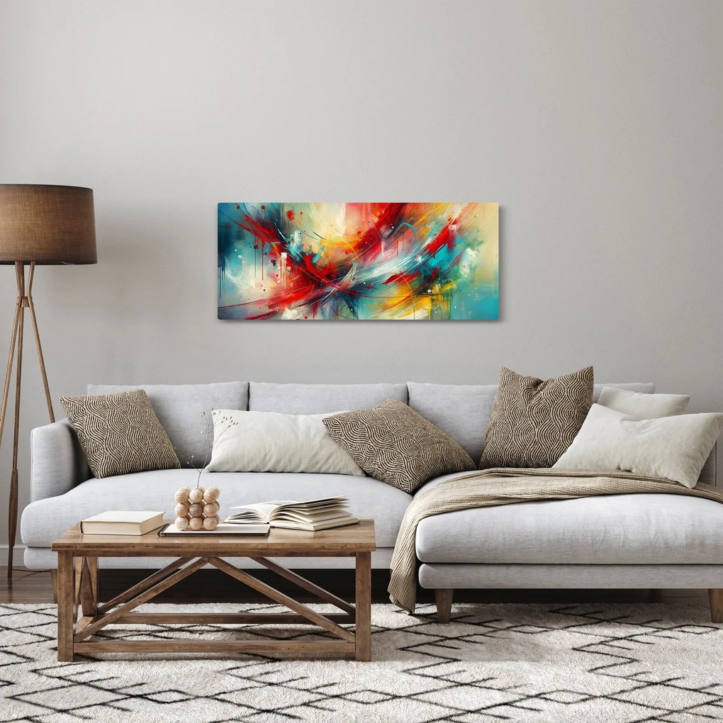 Kép – Absztrakció pirossal (120x50 cm)