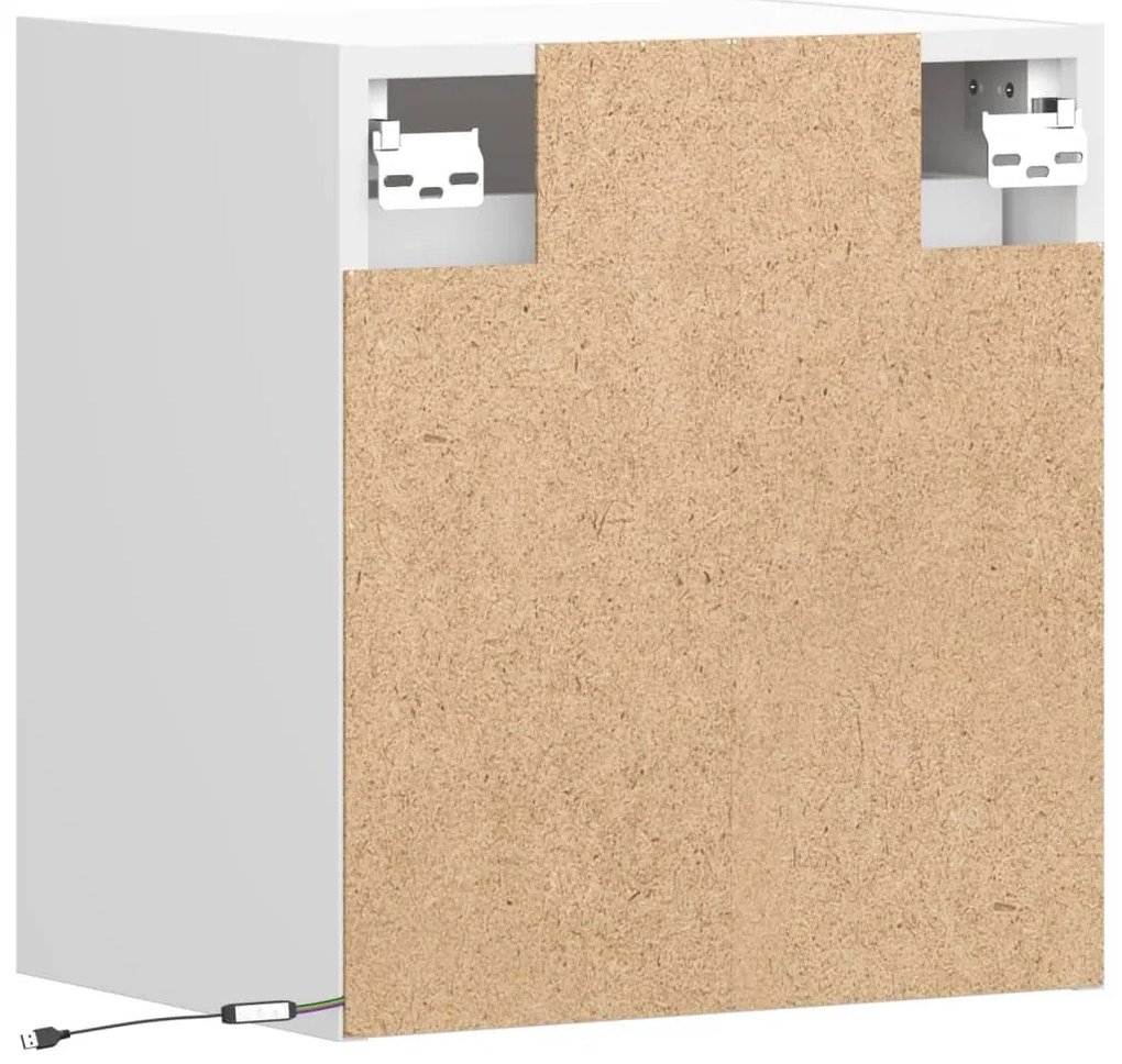 2 db fehér falra szerelhető TV-szekrény LED-del 41 x 31 x 45 cm