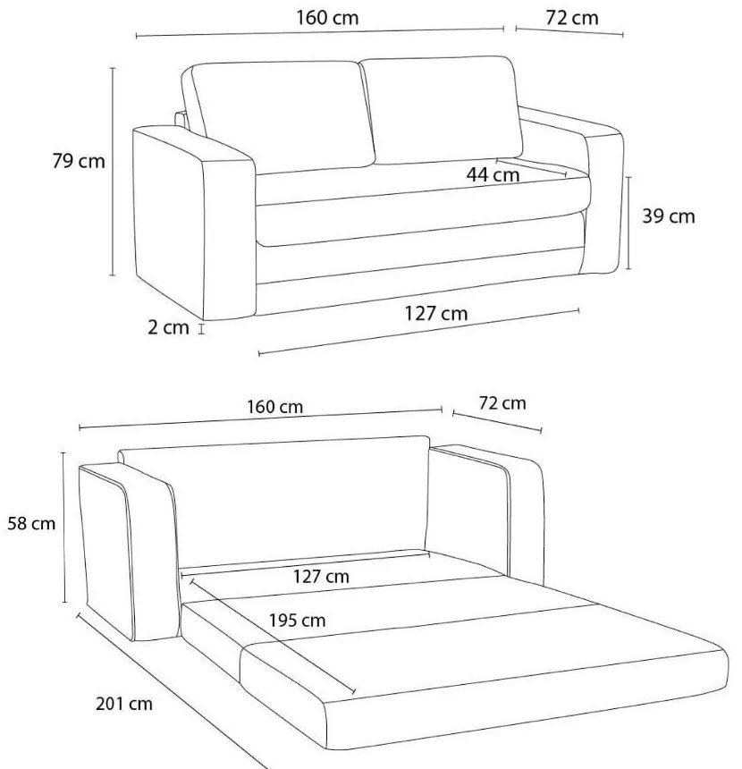 Kék kinyitható kanapé 160 cm Come – Bobochic Paris