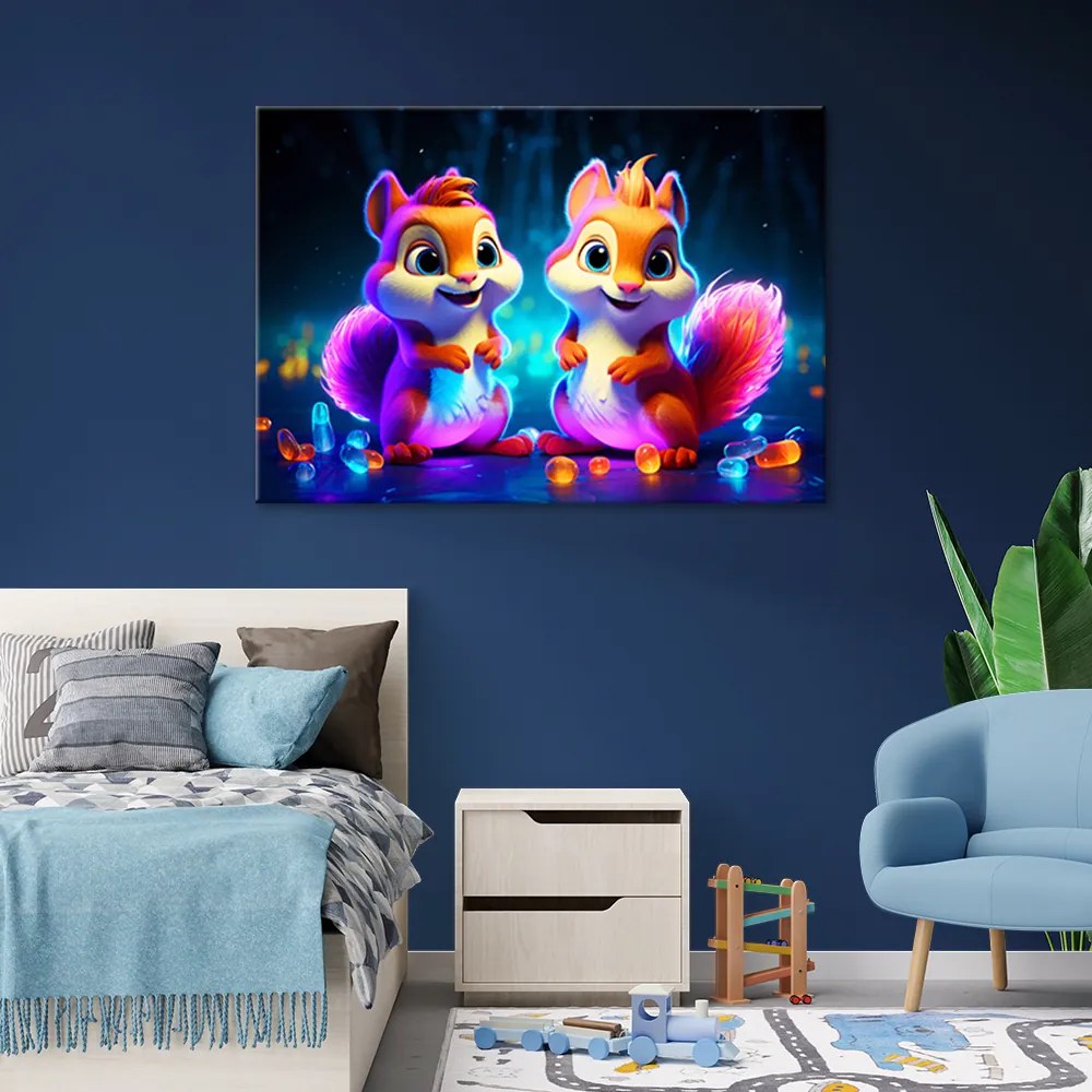 Gario Vászonkép Színes mókusok Méret: 120 x 80 cm