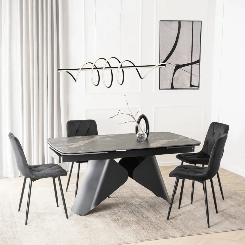 Stół VERONA Ceramiczny Rozkładany 160-240 cm Czarny márvány/Czarny